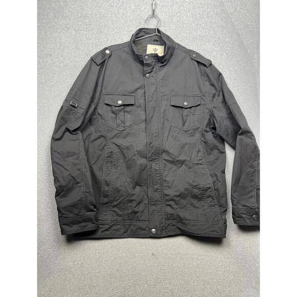 WenVen Mens Canvas Jacket Military Jacket 2X Casual Outwear Gray Cotton